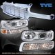 Chevy Suburban 2000-2006 Chrome Billet Grille and Clear Projector Headlights Set