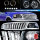 Ford Expedition 1999-2002 Chrome Bar Grille and Black Projector Headlights