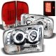 Ford F350 Super Duty 1999-2004 Chrome CCFL Halo Headlights and Red Clear LED Tail Lights