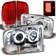 Ford F250 Super Duty 1999-2004 Chrome CCFL Halo Headlights and Red Clear LED Tail Lights