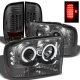 Ford F350 Super Duty 1999-2004 Smoked CCFL Halo Headlights and LED Tail Lights