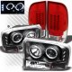 Ford F350 Super Duty 1999-2004 Black CCFL Halo Headlights and Red Clear LED Tail Lights