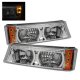 Chevy Avalanche 2003-2005 Clear Halo Projector Headlights Set and Fog Lights