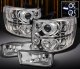 Chevy Silverado 3500HD 2007-2013 Clear Halo Projector Headlights and Fog Lights