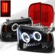 Ford F250 Super Duty 2005-2007 Black CCFL Halo Headlights and Red Clear LED Tail Lights