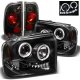 Ford F350 Super Duty 2005-2007 Black Halo Headlights and Tail Lights