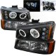 Chevy Avalanche 2003-2005 Black Projector Headlights and Bumper Lights